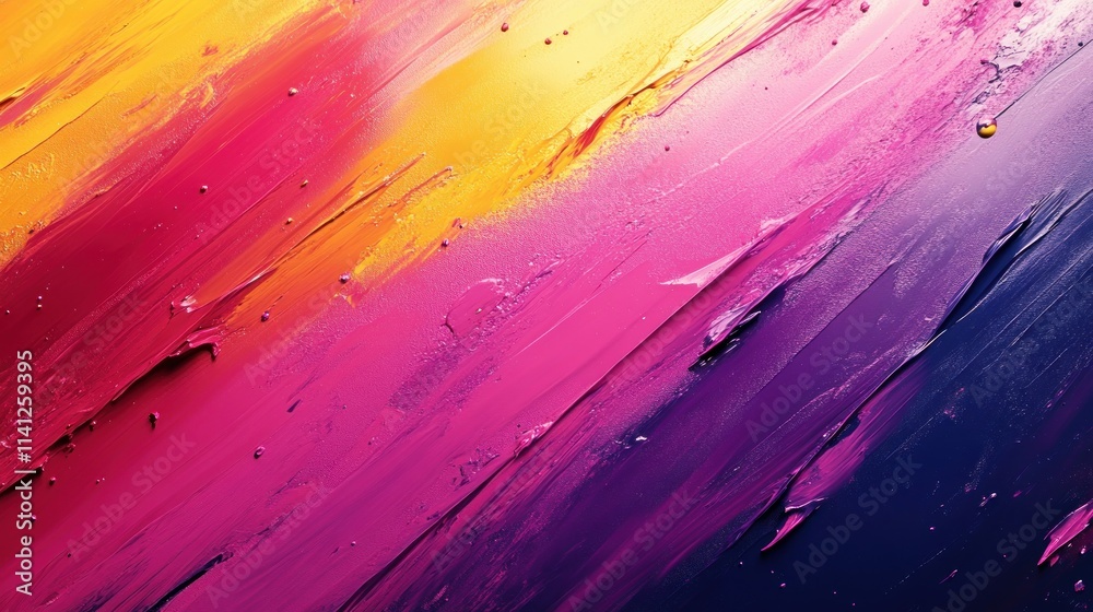 Poster abstract expressionism art with pink yellow and purple background dynamic lines