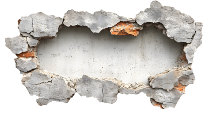 A large crack in a wall with a white background