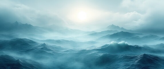 Abstract gradient background teal green noise texture serene glowing banner design