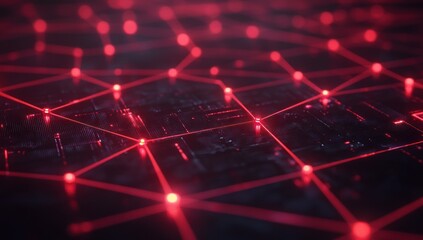 Fototapeta premium Abstract Red Network with Glowing Points