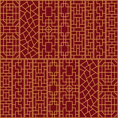 Chinese Antique Long Carved Wood Window Seamless Pattern