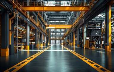 Interior of an Industry 40 smart factory with cuttingedge automation