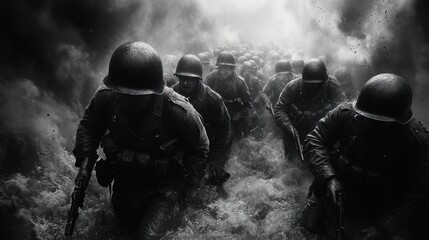 Allied Soldiers in Black and White World War 2 Battlefield Combat Photography