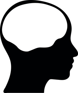 Bold Silhouette of Human Head with Brain Space
