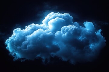 Naklejka premium Surreal Blue Cloud Ethereal Lighting Digital Painting Abstract Isolated Smoke Background