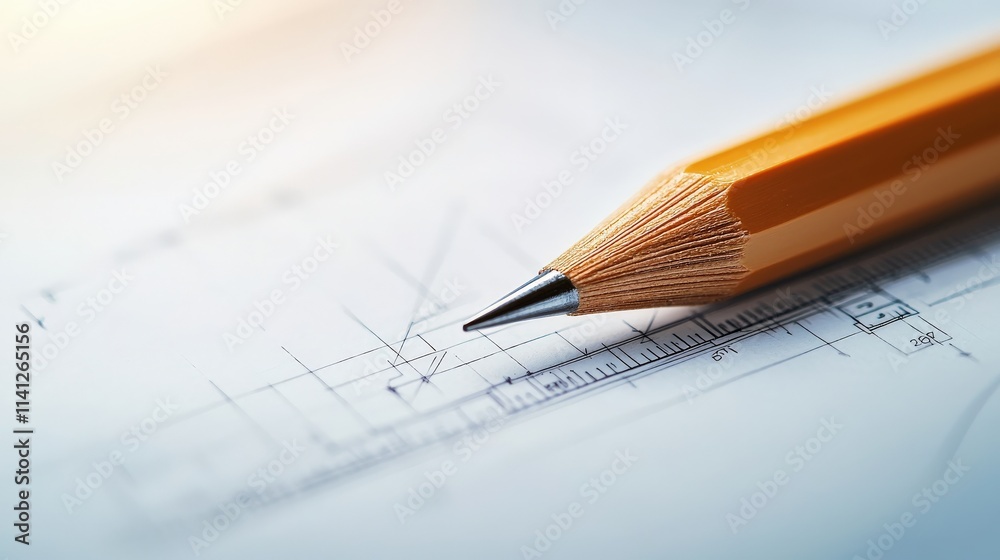 Aufkleber A hyperdetailed close-up of a technical drawing showing annotations and measurements on premium drafting paper