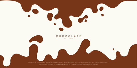 Chocolate background of Modern poster, dynamic splashes and drops. Vector illustration in a flat style of minimalism	
