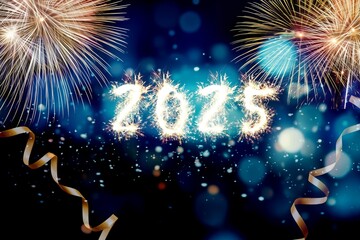 2025 New Year Happy Celebration With Fireworks