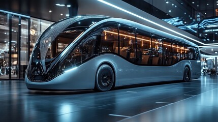 Futuristic Bus Design Modern Transportation Technology Aerodynamic Urban Innovation Speed Luxury