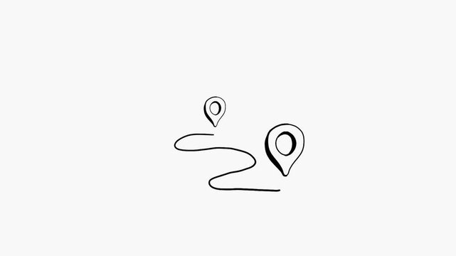 maps pin hand drawn animation