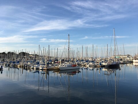Blue Sky and Boats on the Water in Monterey