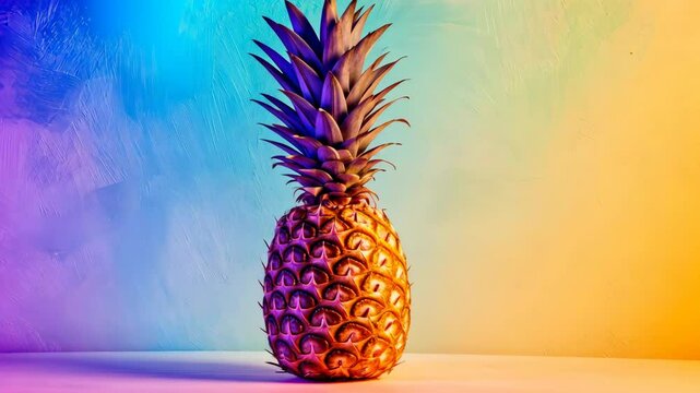 a pineapple on pastel light background with copy space 