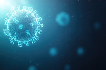 High-Detail 3D Coronavirus Render with Blue Color Theme