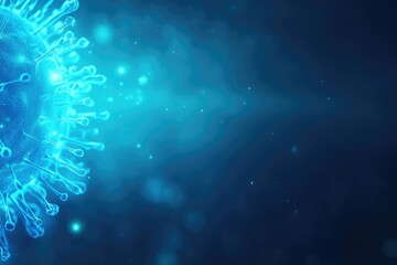 Close-Up of COVID-19 Virus in Hyper-Realistic Blue Render