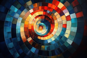 Geometric Spiral Abstract Colorful Art Background