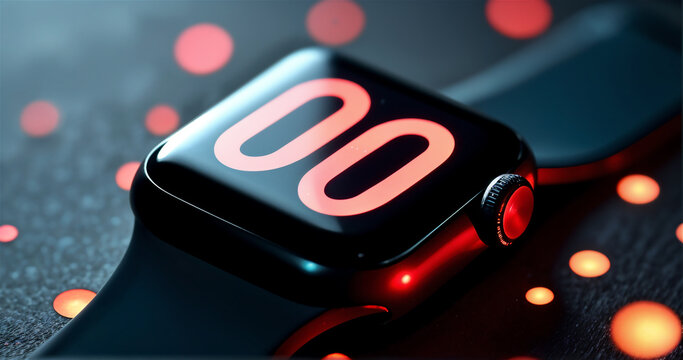 Sleek Smartwatch Display with Glowing Zero-Time Clock