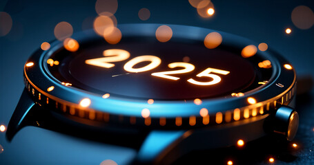 Futuristic Smartwatch Display Showing 2025