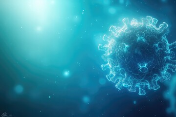 Coronavirus Molecular Structure 3D Render in Blue