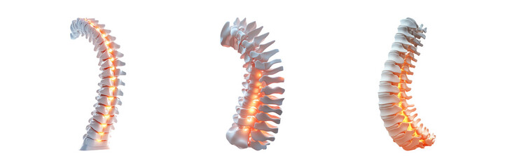Human Spine Structure with Highlighted Lumbar Region