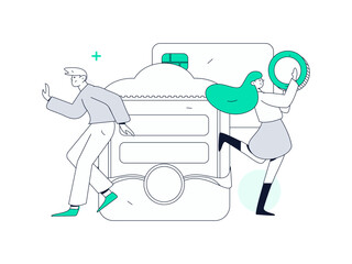 Holiday shopping people doing e-commerce online shopping flat vector concept operation hand drawn illustration
