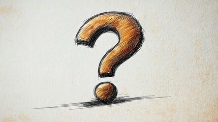 Vintage Pencil Drawing of a Question Mark on White Background