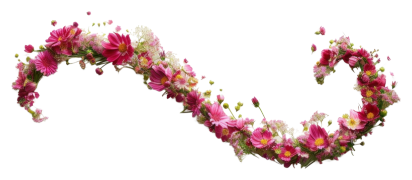 PNG Flat flower wave shape nature petal plant.