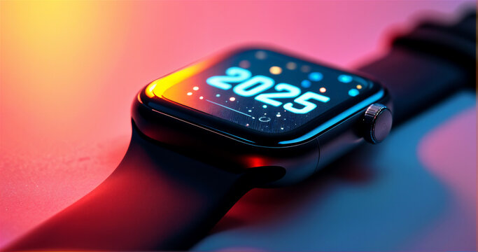 New Year 2025 Futuristic Watch Display