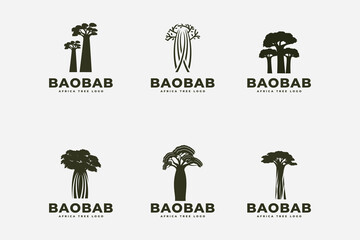Baobab tree logo icon design template flat vector