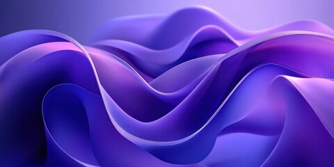 Obraz premium Abstract Minimalist 3D Purple Background Design with Curved Ribbons and Smooth Flowing Shapes