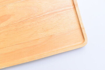 brown wooden tray isolated on white background