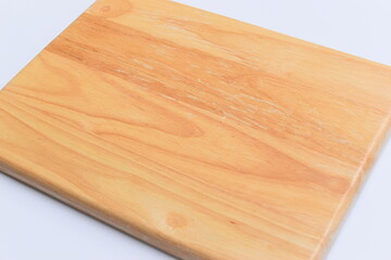 brown wooden tray isolated on white background