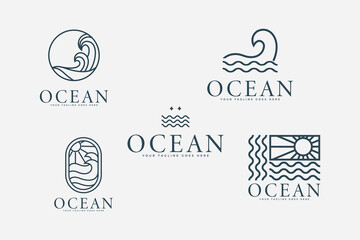 Ocean Wave Logo Template Vector, Ocean simple and modern logo design