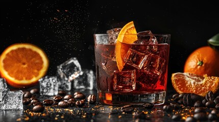 Iced Coffee Cocktail with Orange Garnish