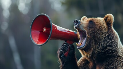 When a bear roars on a megaphone, it signals the end of the bullish trend and its start. Generative Ai