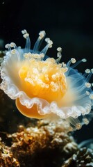 Elegant Orange Jellyfish Underwater Scene