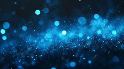 Obraz premium Blue glow particles and abstract bokeh background with soft light effects