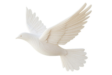 Elegant White Dove in Flight Against White Background