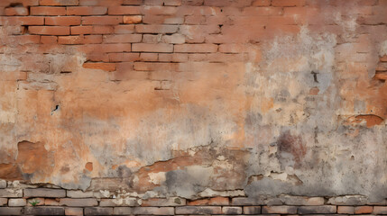 Detailed Design Elements of An Aged Red Brick Wall Reflecting Years of History and Weathering