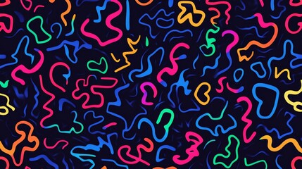 Obraz premium Fun colorful line doodle seamless pattern. Creative minimalist style art background for children or trendy design with basic shapes. Simple childish scribble backdrop 