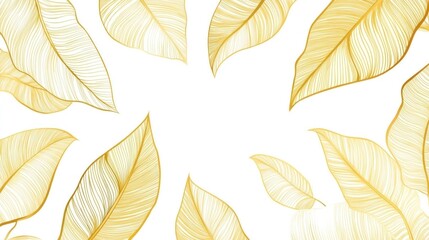 Obraz premium Golden Leaves Frame Elegant Design Botanical Illustration