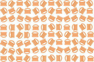 The snack motif is a picture of a burger in bright orange, giving a playful and modern impression. Ideal for fast food packaging designs or casual restaurant themes.