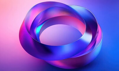 Futuristic Abstract Gradient Rings in Blue and Purple 3D Render