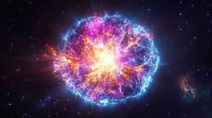 Vibrant cosmic explosion with bright energy and light.