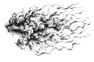 Fototapeta premium Dynamic Contrast of Wind and Flame in Ink