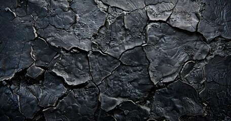 Textured black surface with cracks, resembling charred material or abstract art.