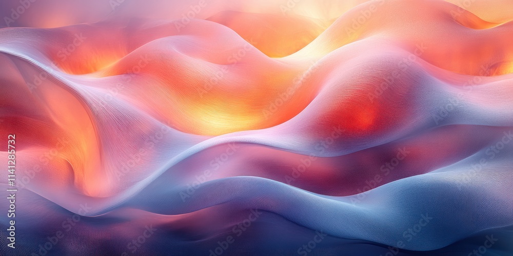 Poster abstract fluid design pastel colors smooth curves 3d render