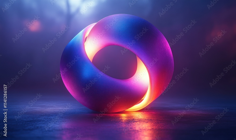 Aufkleber futuristic 3d logo design with concentric circles and gradient lighting