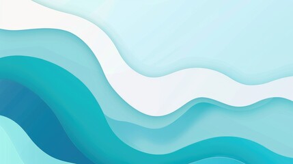 Abstract waves in shades of blue and white create a calming, fluid design.