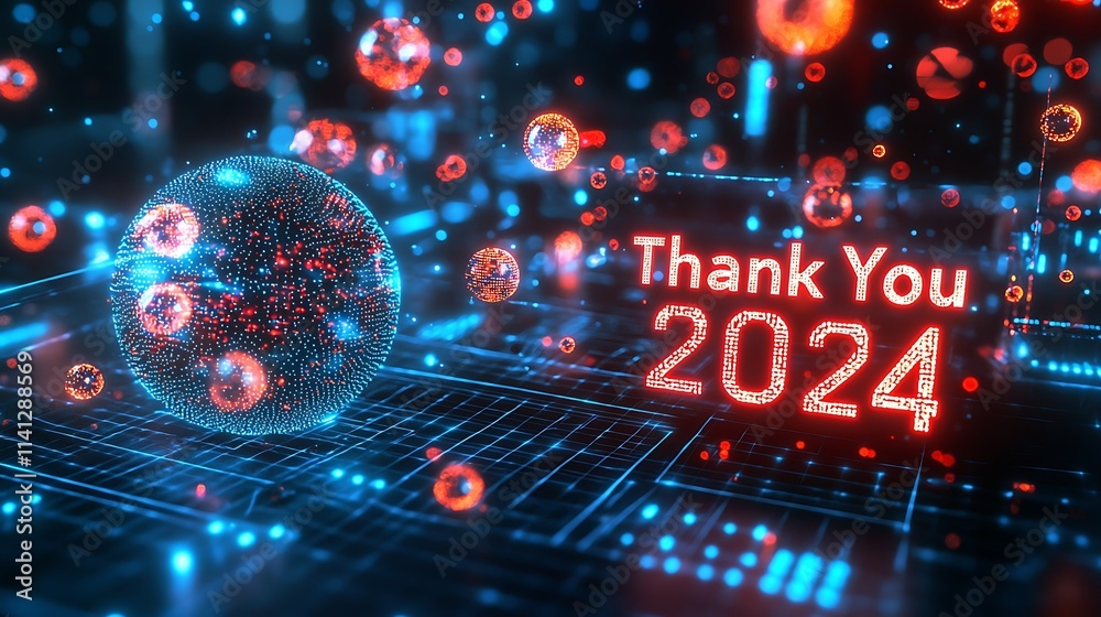 Poster glowing digital sphere with 