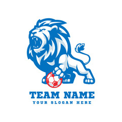 Lion Holding Ball for Soccer